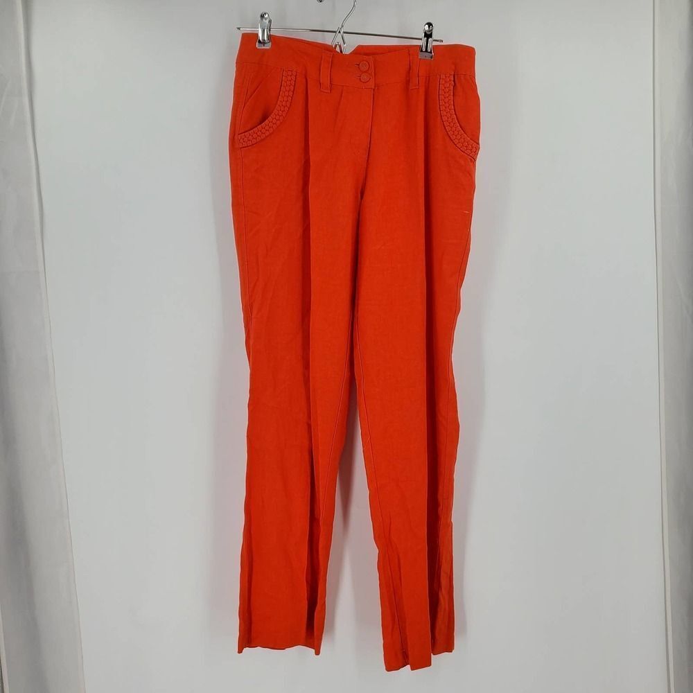 ACUA Woman M Orange Wide Leg linen blend Pants